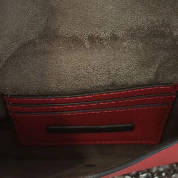 Red Designer Women's Bag with Silver Accents - Picture 5 of 6